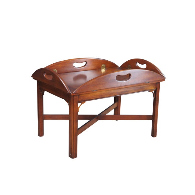 Chippendale 1970s Attributed to Pennsylvania House English Chippendale Cherry Butlers Tray Coffee Cocktail Table For Sale - Image 3 of 11