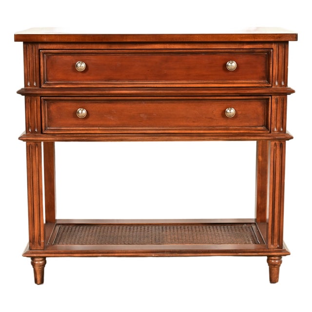Drexel Heritage French Regency Louis XVI Carved Mahogany and Cane Console Table or Server For Sale