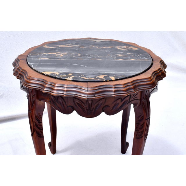 Portoro Marble Antique Side Drink Table For Sale - Image 4 of 7