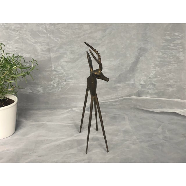 Vintage African Bronze Gazelle Sculpture For Sale - Image 4 of 13
