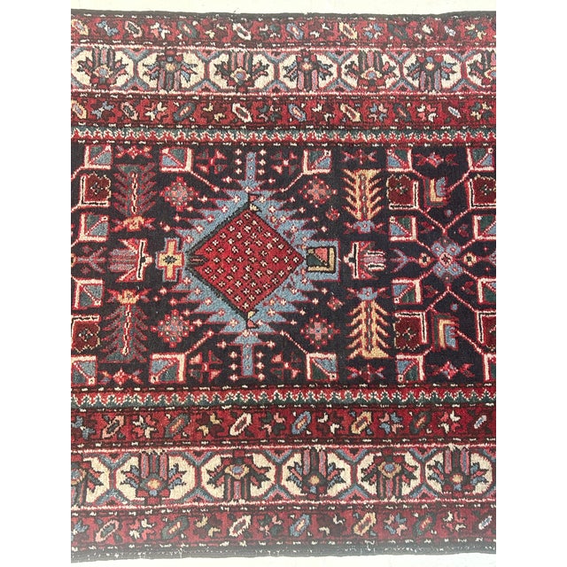 Mid 20th Century Vintage Persian Runner Rug – Handwoven Wool, Geometric Tribal Design For Sale - Image 5 of 9