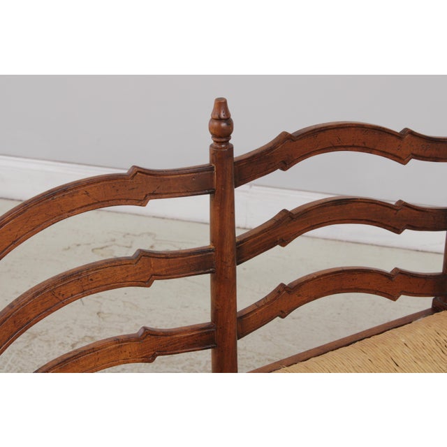 Textile Country French Rush Seat Bench For Sale - Image 7 of 15