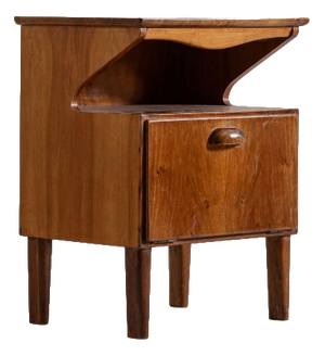 Wooden Bedside Table with Pull-Out Top attributed to Mario Cereghini, 1940s