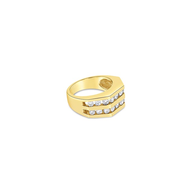 Contemporary Double Row Diamond Band 1.00cttw 14k Yellow Gold, Size 3 For Sale - Image 3 of 5