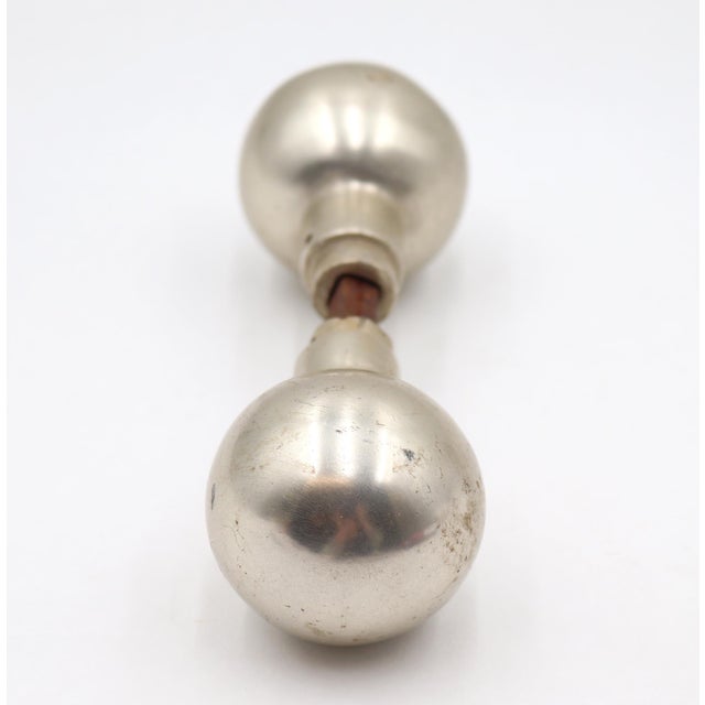 Pair of Modern Brushed Chrome Brass Ball Passage Door Knobs For Sale - Image 4 of 5