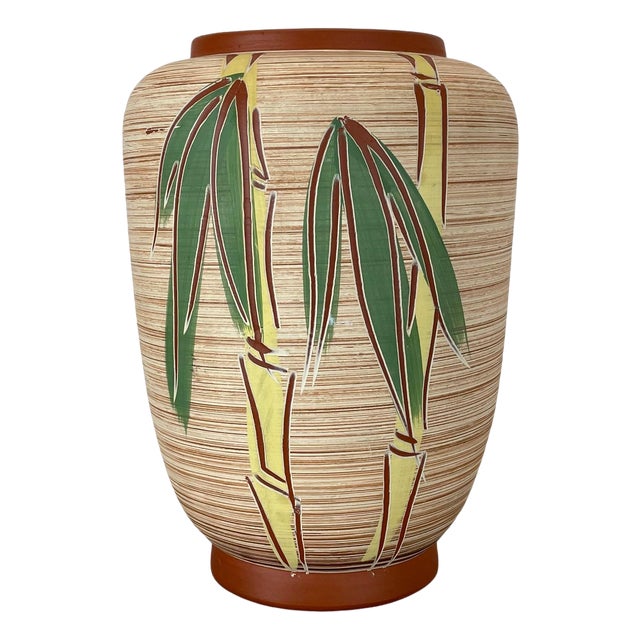 Colorful Abstract Bamboo Ceramic Pottery Vase by Eiwa Ceramics, Germany, 1960s For Sale