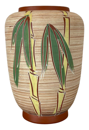 Colorful Abstract Bamboo Ceramic Pottery Vase by Eiwa Ceramics, Germany, 1960s