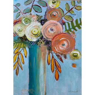 “Floral Whimsy” Original, Acrylic, Expressionist Botanical Still Life by Linda McDonough For Sale