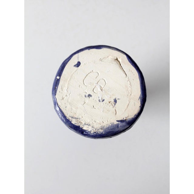 Blue Vintage Handmade Studio Pottery Vase For Sale - Image 8 of 10