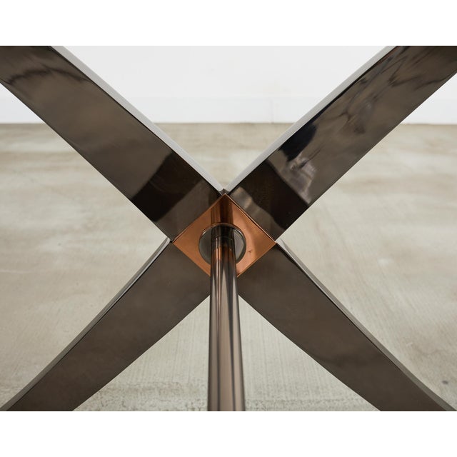 Monumental Neoclassical Style Curule Iron Base Console Table For Sale - Image 11 of 12