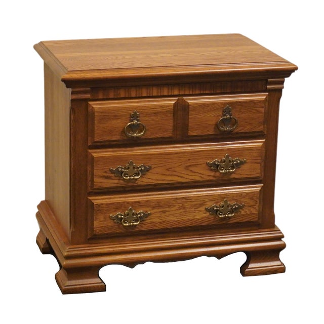 Kincaid Furniture Solid Oak Early American 26" Three Drawer Nightstand 27-141 For Sale - Image 4 of 12