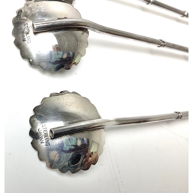 Set of 5 Japanese Sterling Silver Mid-Century Modern Cocktail or Iced Tea Straws. Card. In photograph was in the drawer...