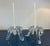 Vintage Blenko pair of clear blown glass Candlesticks with three leg base at 4.5" tall and 7.5" wide. These solid crystal-...