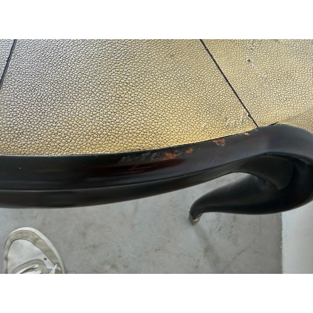 Vintage Art Deco Style Shagreen & Ebony Round Coffee Cocktail Table For Sale - Image 9 of 15