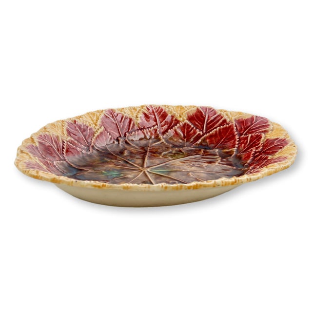 Antique Begonia Leaf Majolica Platter For Sale - Image 4 of 4