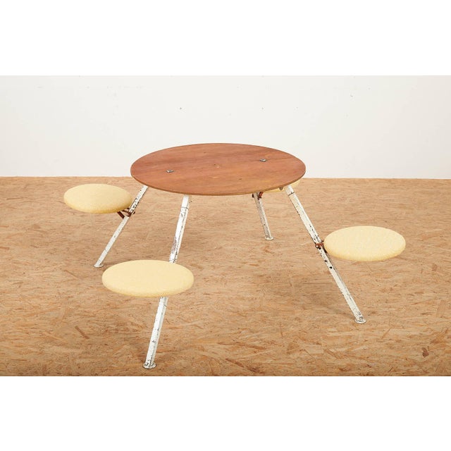 Table Set with White Metal Frame and Plywood Tabletop For Sale - Image 3 of 16