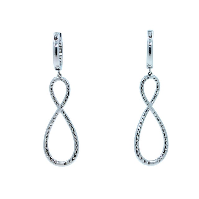 Early 21st Century 2.5 Carat Fancy Round Pear Shape Brilliant Cut Diamond Hoop 14 Karat White Gold, A Pair For Sale - Image 5 of 9