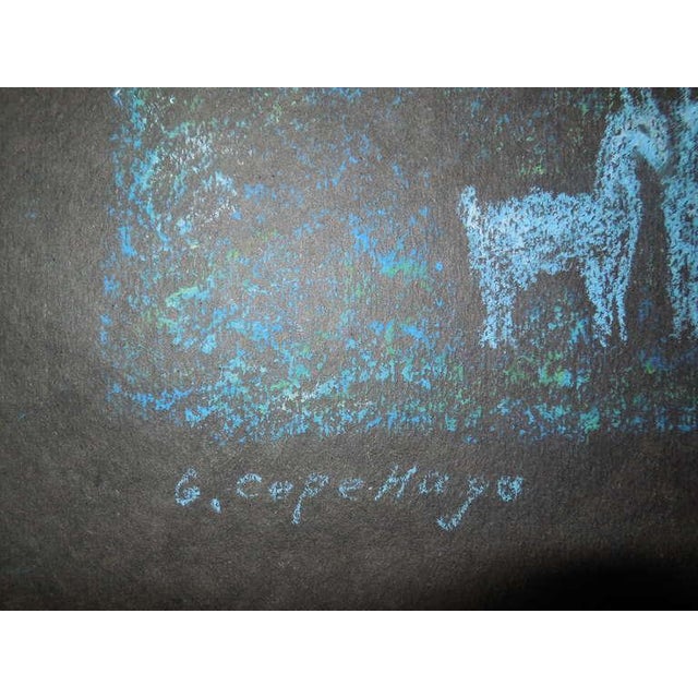 Pastel or Tempera on paper. Judaica Shtetl scene of village. Anatoli Lwowitch Kaplan was a Russian painter, sculptor and...