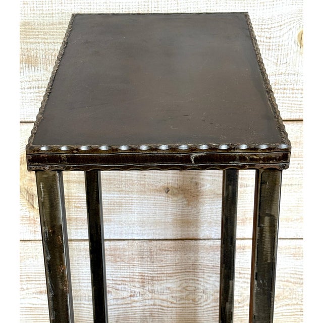 Modernist Forged & Engraved Iron Rectangular Pedestal For Sale - Image 17 of 18