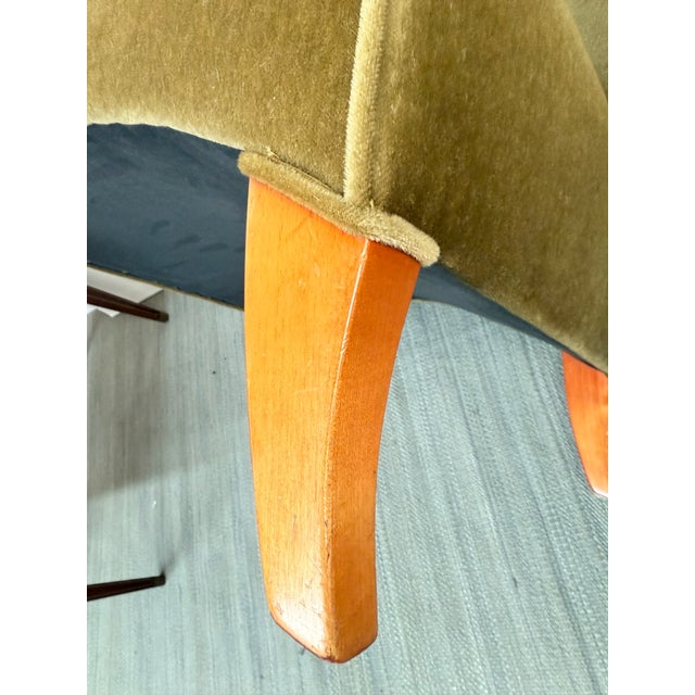 Textile John Hutton for Donghia Olive Mohair Chair + Ottoman, Set For Sale - Image 7 of 15