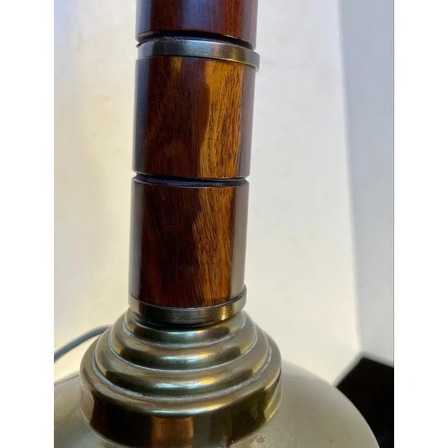 Mid-Century Swedish Table Lamp in Brass and Mahogany, 1960s For Sale - Image 4 of 11