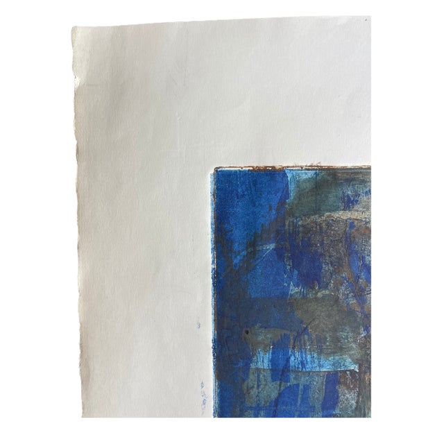 Abstract Vintage Deep Blue Etching by Alfred Ng, From 1977 For Sale - Image 3 of 7