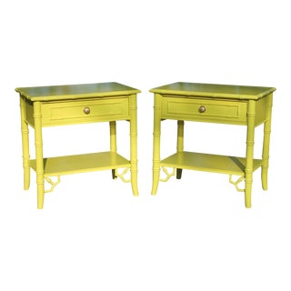Vintage Thomasville Faux Bamboo Lacquered Nightstands - a Pair For Sale