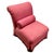 Ultra feminine hot pink slipper chair with kick pleats at front corners and tasseled detail on sides. Pink upholstery has...