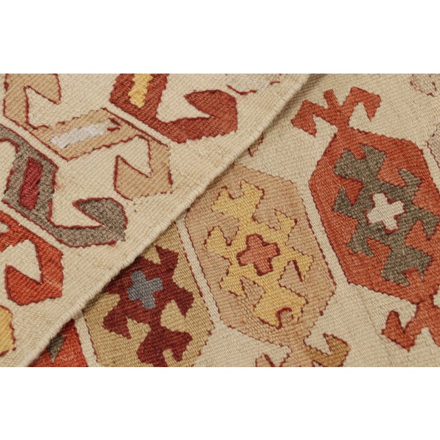 Textile Handwoven Vintage Manastir Kilim Rug in Beige-Brown All Over Geometric Pattern For Sale - Image 7 of 7