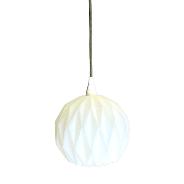 Mid-Century Modern Scandinavian Style White Acrylic Origami Pendant Lamp, 1960s For Sale