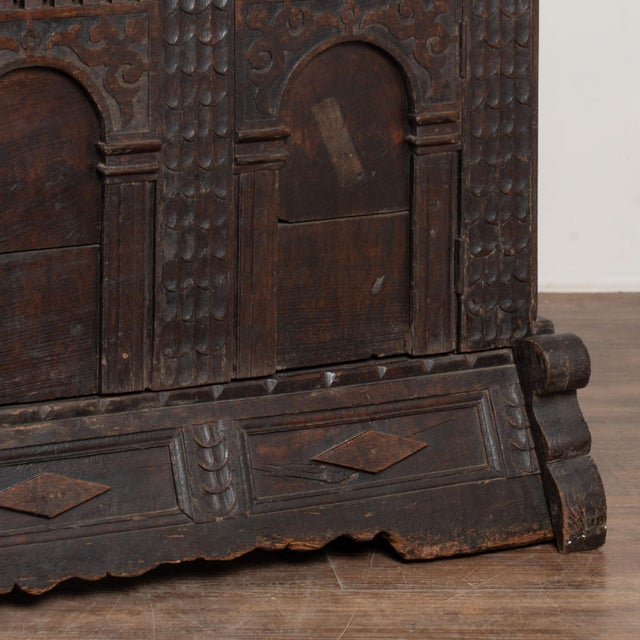 18th Century German Carved Oak Display Cabinet Buffet Dated 1743 For Sale - Image 16 of 17