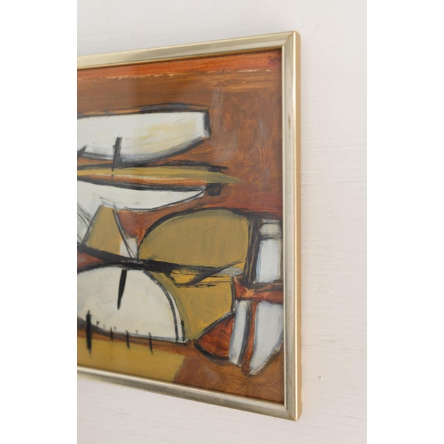Mid-Century Modern Vintage Abstract Painting, Framed From England For Sale - Image 3 of 7