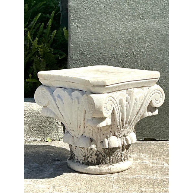 Vintage Carved Marble Column Side Table For Sale - Image 11 of 12