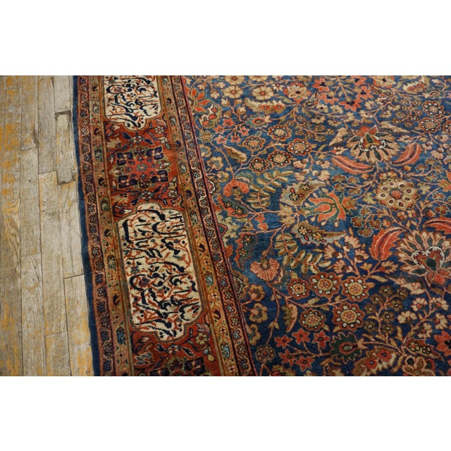 19th Century Wonderful Blue Color Background Fine Sarouk Farahan Style Antique Persian Rug For Sale - Image 5 of 7