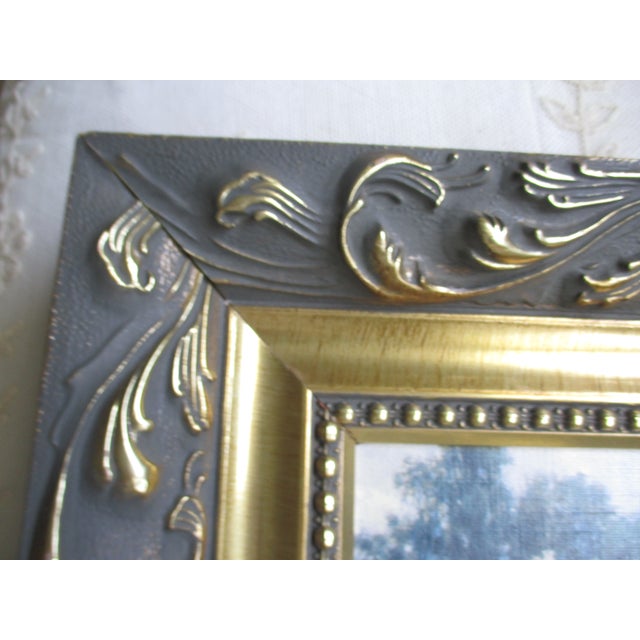 Gold Vintage Ornate French Country Gold & Grey Frame For Sale - Image 8 of 12
