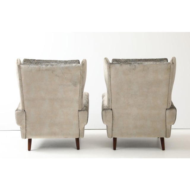Wood Svend Skipper High Back Lounge Chairs in Barbara Barry Couture Fabric For Sale - Image 7 of 12