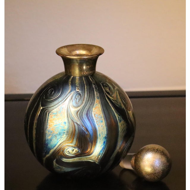 Decorated Glass Bottle with 925 Silver Neck from Isle of White, 2004 For Sale - Image 4 of 11