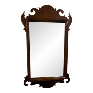 Vintage Chippendale Style Mahogany Wall Mirror For Sale
