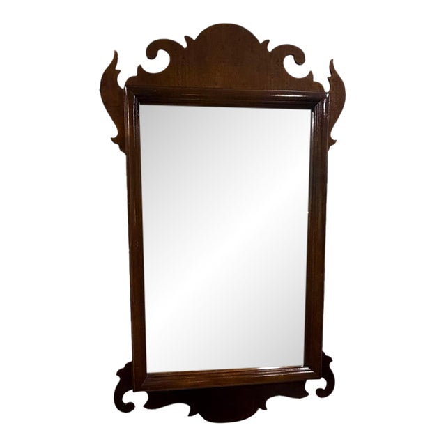 Vintage Chippendale Style Mahogany Wall Mirror For Sale