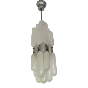 Chandelier Torpedo Murano Glass Metal by Carlo Nason for Mazzega, Italy, 1970s