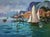 Oil Painting Pier in Front of the City Yuriy Suprunchuk For Sale