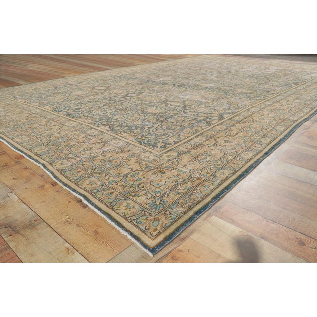 Cerulean Antique Persian Kerman Rug, 08'09 X 13'05 For Sale - Image 8 of 10
