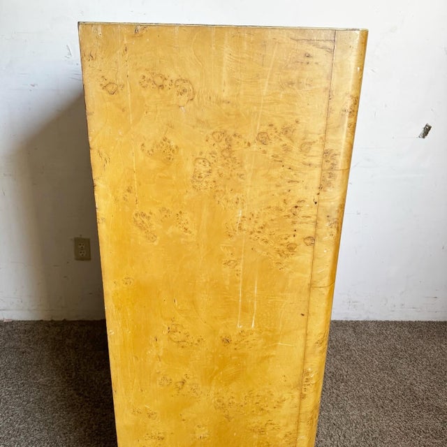 Brown Art Deco Birds Eye Maple Veneer Highboy With Cedar Storage in Bottom Drawer For Sale - Image 8 of 12