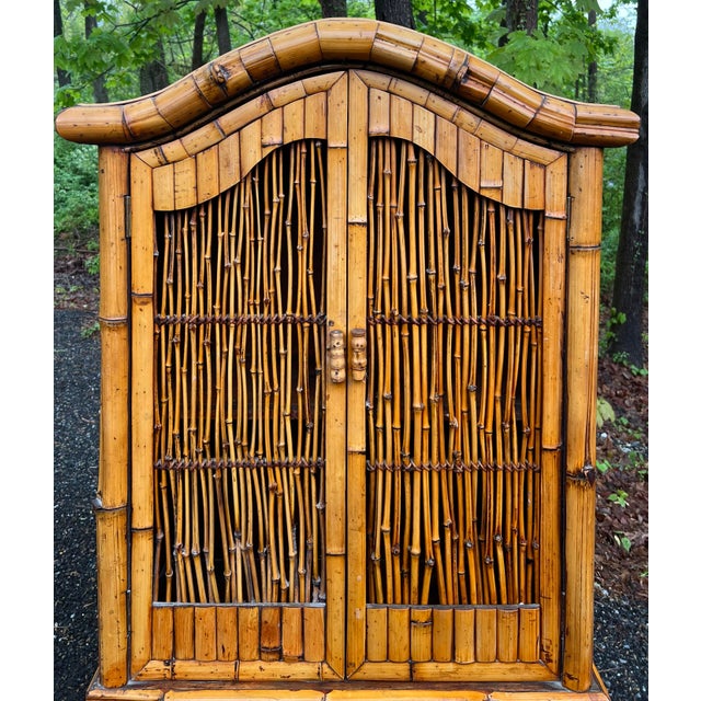 Vintage Palm Beach Regency Bamboo Cabinet For Sale - Image 4 of 12