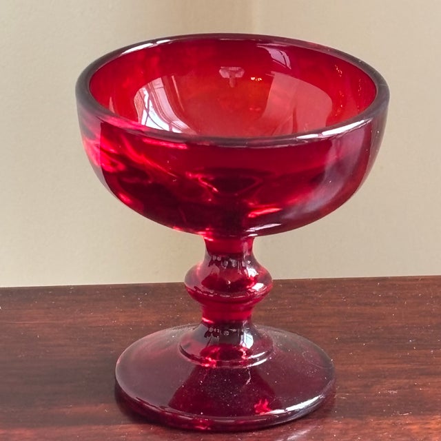 Mid-Century Modern 1960s Ruby Red Coupe Glasses - Set of 5 For Sale - Image 3 of 11