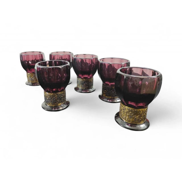 Red Glass Glasses and Antique Walther Jug, 1890s, Set of 7 For Sale - Image 3 of 11