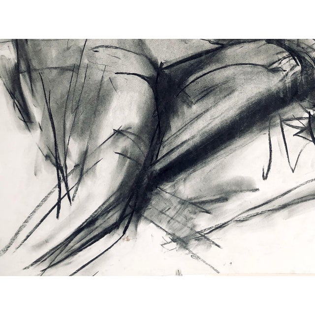 Dynamic Nude Seated Woman / Charcoal on Archival White Paper / Cubist For Sale - Image 4 of 4