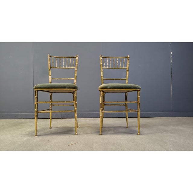 Brass Faux Bamboo Chairs, 1960s, Set of 2 For Sale - Image 4 of 13