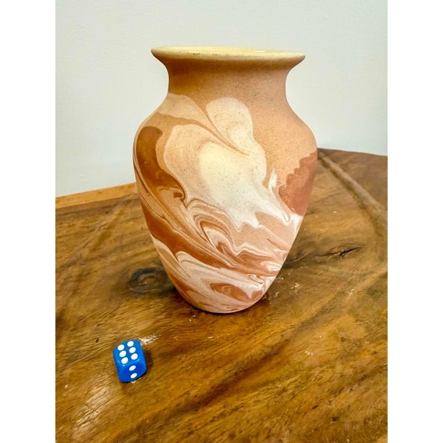 Vintage Brown and White Swirl Handmade Sevierville Tennessee Pottery Vase For Sale - Image 6 of 8