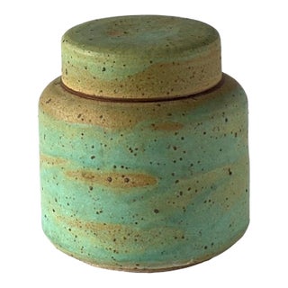 Vintage Stoneware Art Pottery Covered Jar Handmade by Gerry Williams For Sale